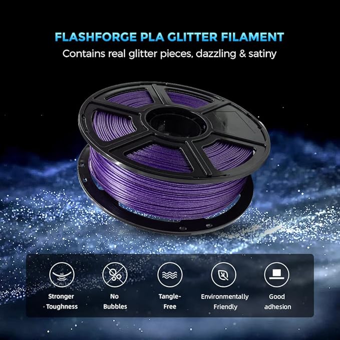FLASHFORGE 3D Printer Filament, PLA Galaxy Filament 1.75mm, 1KG Spool, - Image 2