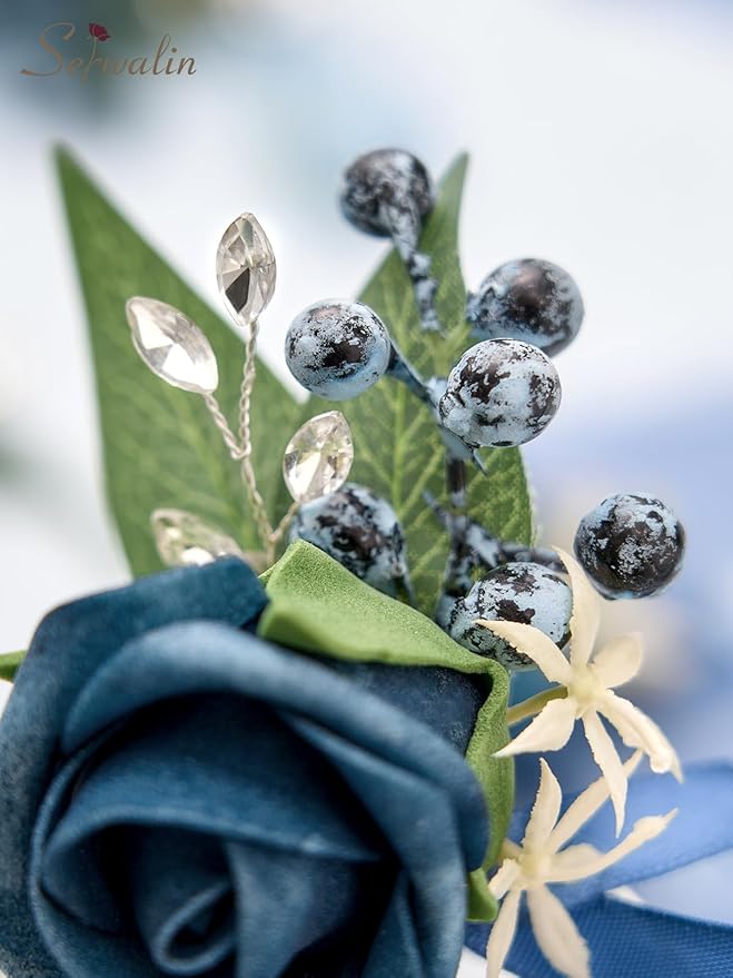 Serwalin 10Pcs Boutonniere for Men, Artificial Flowers for Wedding Decor Prom - Image 8