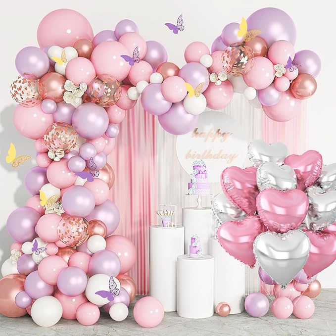 Pink Silver Heart Balloons - Image 4