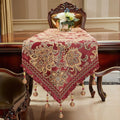 Luxury Vintage Table Runner 48 inches Long Embroidery Jacquard Fabric by LUFEIJIASHI