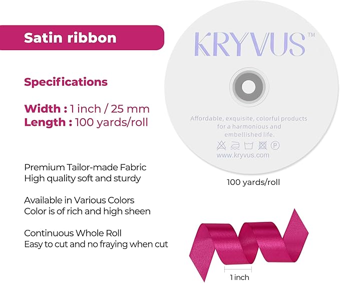 Rose Red Satin Ribbon 1 inch X Continuous 100 Yards, Single Face Polyester - Image 3