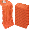 12 Pack Fall Thanksgiving Table Runner Orange 10ft Boho Gauze Fabric by Pepmily