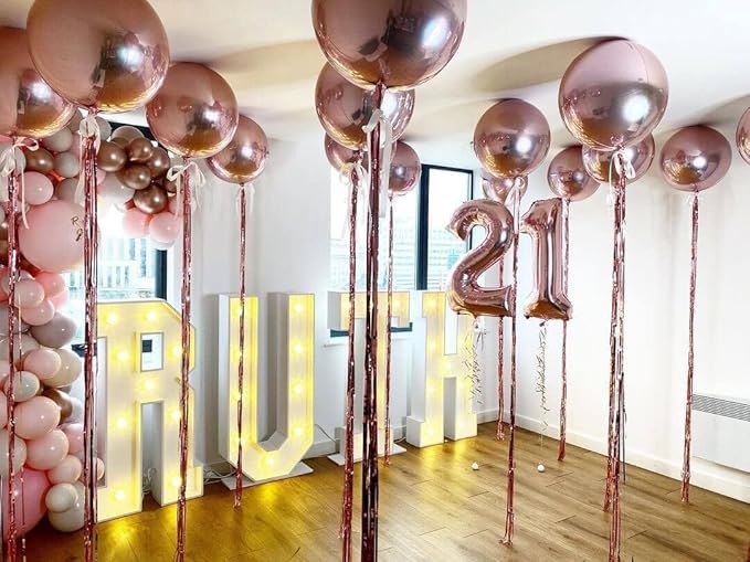 6 Pack Rose Gold 22 Inch 4D Foil Balloons Big 360 Degree Round Sephere Mylar - Image 5