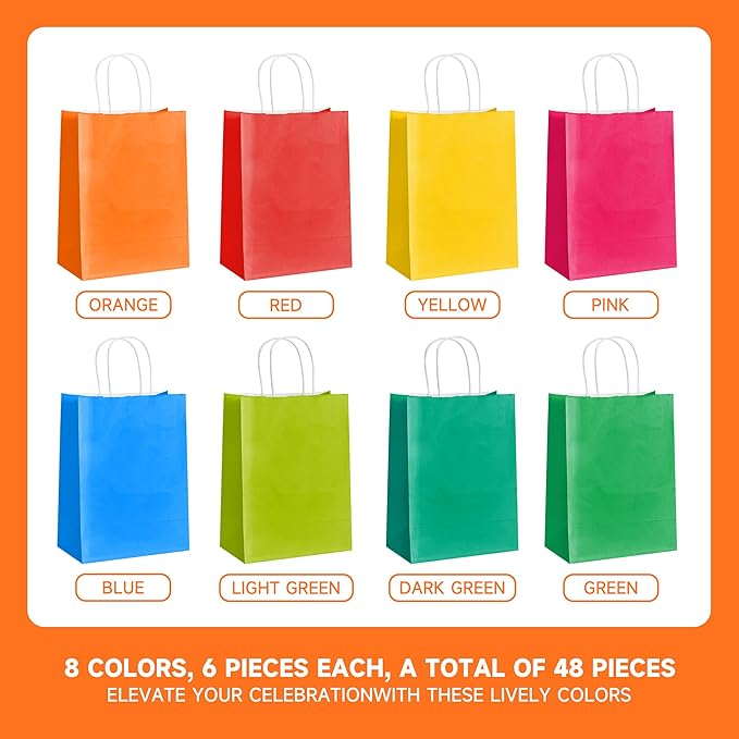 METAPRINT 48 Pcs Rainbow Paper Gift Bags - Image 3
