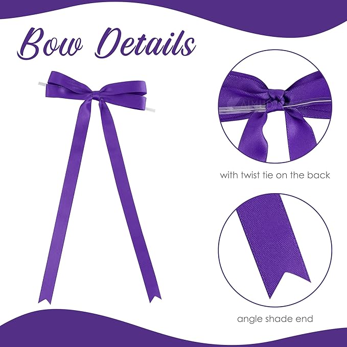 AIMUDI Purple Bows 5 × 10" Satin Bows - Image 4