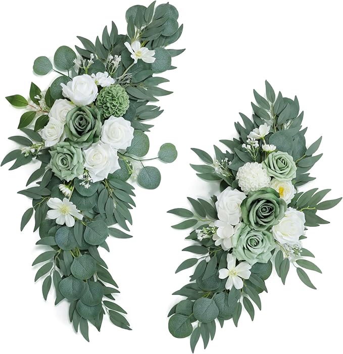 Artificial Sage Green Wedding Arch Flowers Swags Set of 2 by UdoulaFlowersforLife
