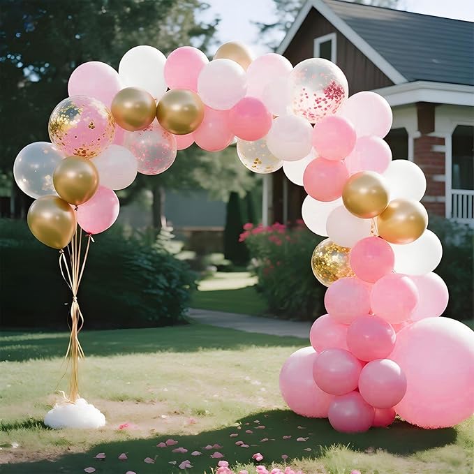 Netnology Pink Gold Confetti Balloons Set - Image 8