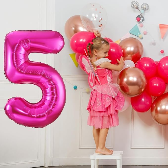 Hot Pink 9 Balloon, 40 Inch Number 9 Balloon, 9 Birthday Balloon Decorations - Image 4
