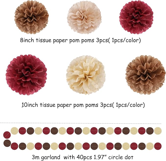 Boho Baby-Shower Burgundy-Brown Champagne Party-Decorations - Image 2