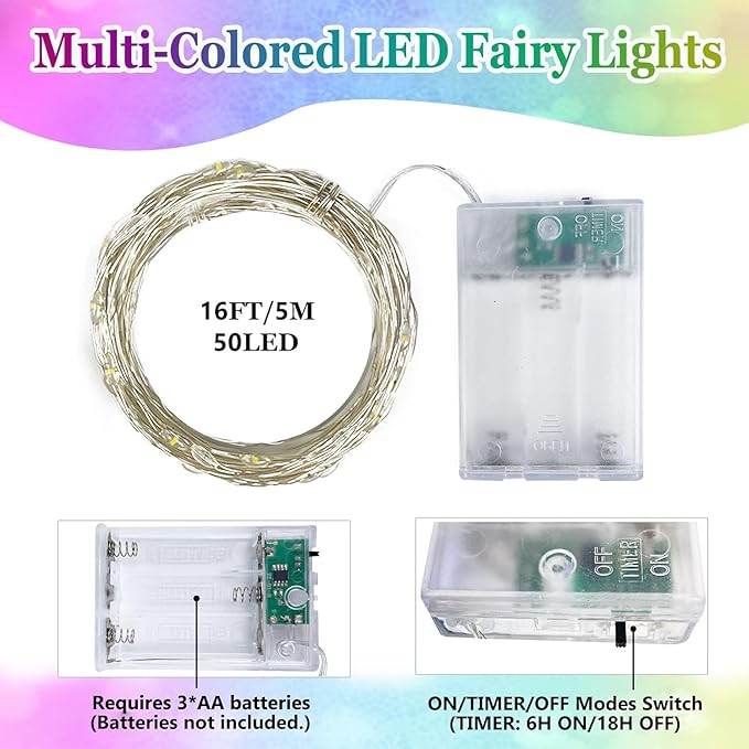 4-Pack Multicolor Christmas Fairy Lights Battery Operated - Image 6
