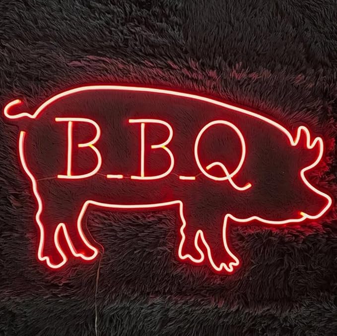 BBQ pig Led Sign, Pig Led Sign, Wall Decor, Animal Neon Sign, Custom Neon Sign by BELISAMA