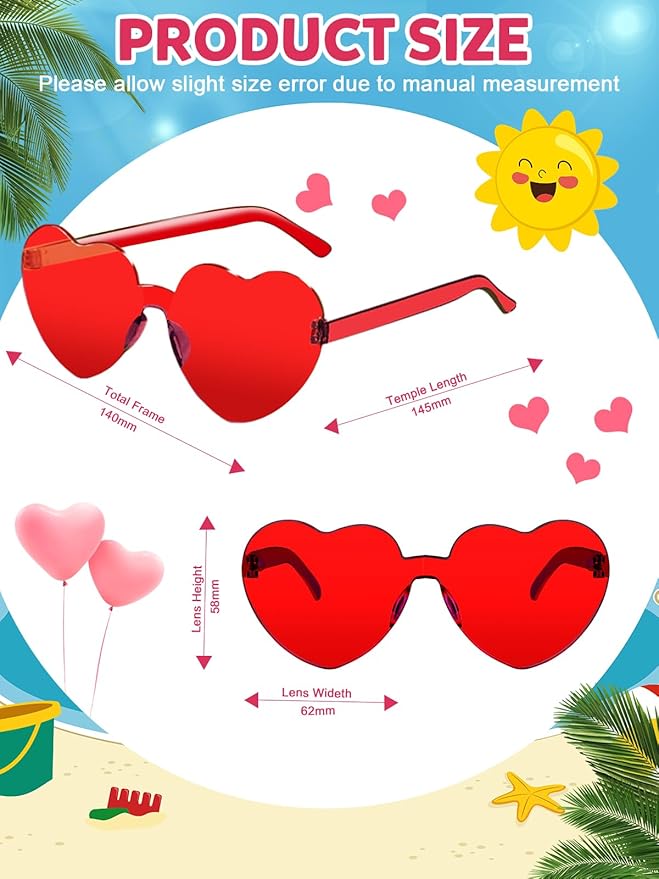 12 Pairs Heart Shaped Sunglasses - Image 2