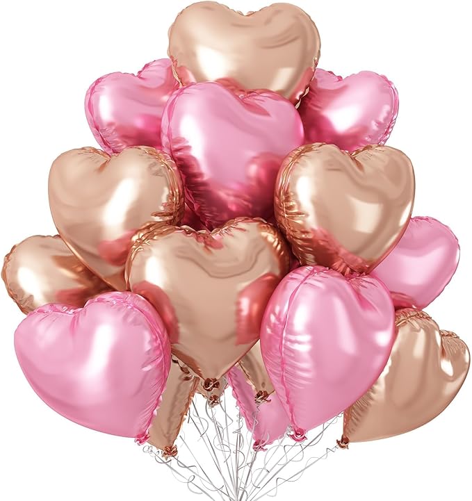 Rose Gold Pink Heart Balloons by Sowide