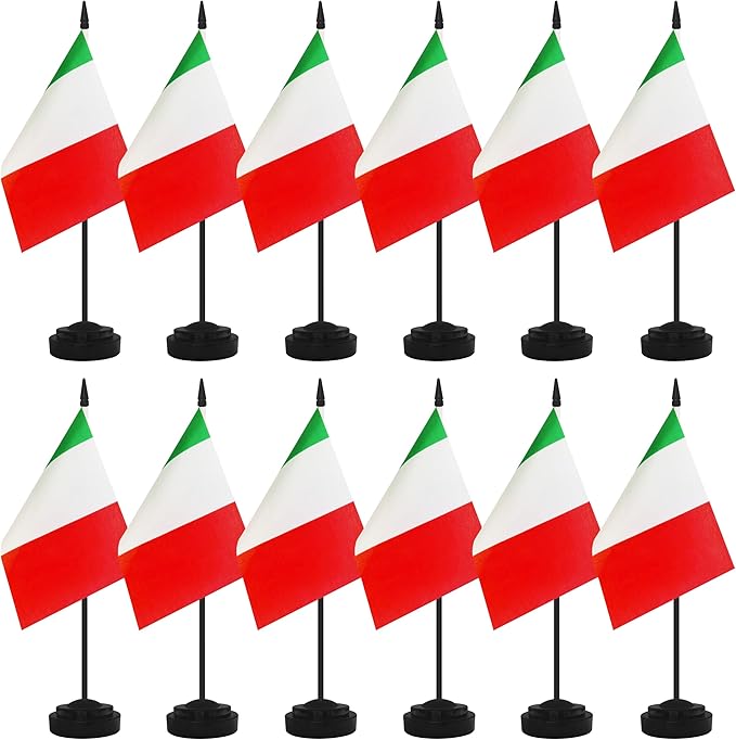 12 Pack Italy Desk Flags, Italian Desktop Flag, Small Miniature Office Flags by Unknown