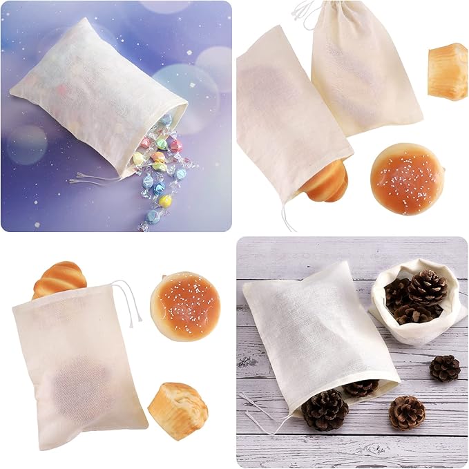 200 Pack Muslin Bags Burlap Drawstring sachet Bags Multipurpose Canvas Linen - Image 4