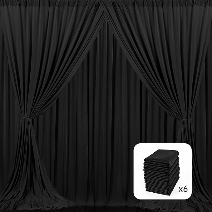 MEETSKY 6 Panels Black Backdrop Curtain - Image 2