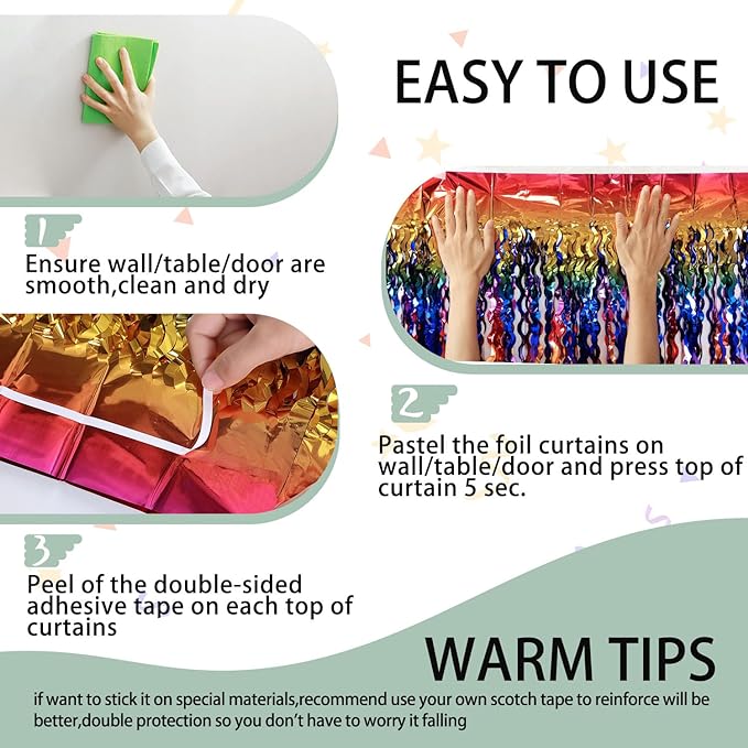3 Pack Colorful Foil Fringe Curtain Backdrop - Image 4