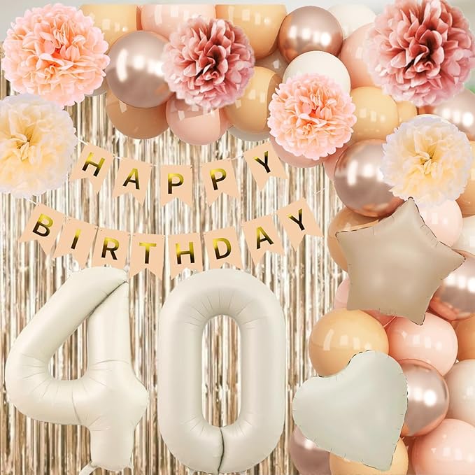 Beige 40th Birthday Decorations - Image 2