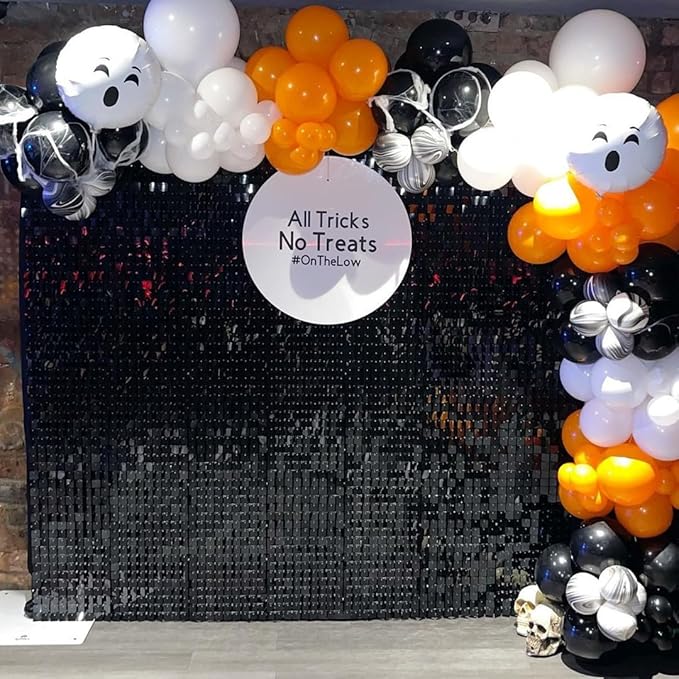 Qcity Black Shimmer Wall Backdrop 24PCS, Square Sequin Glitter Backdrop Panel - Image 6