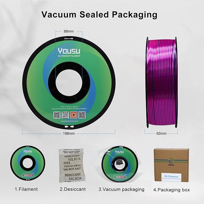 YOUSU Tri Color PLA 3D Printer Filament 1.75mm, Coextrusion Rainbow PLA Filament - Image 6