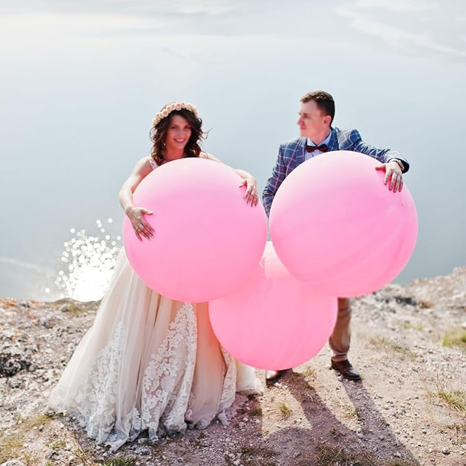 KAWKALSH Pink Balloons 9pcs 36 Inch Extra Large Big Jumbo Giant Matte Pink - Image 4