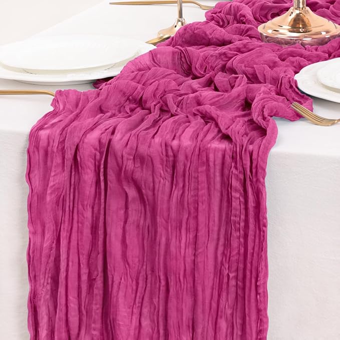 Fuschia Table Runner Cheesecloth Table Runner 10FT Farmhouse Table Runners 120 - Image 5
