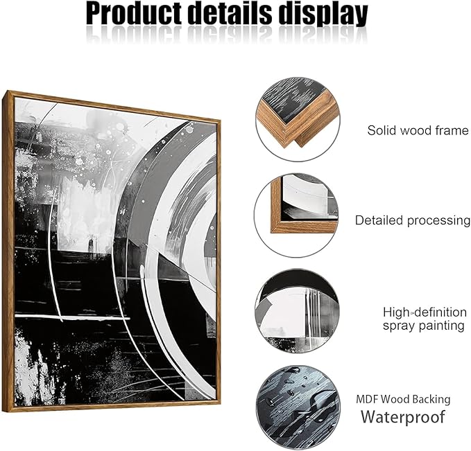 myusuar 3 Piece Large Modern Abstract Canvas Framed Wall Art - Image 6