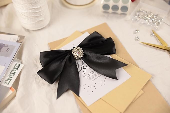 Black Satin Ribbon 1-1/2 inch X Continuous 50 Yards, Single Face Polyester - Image 7