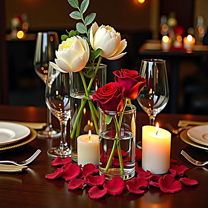 8 Clear Glass Cylinder Vases for Centerpieces - Image 4