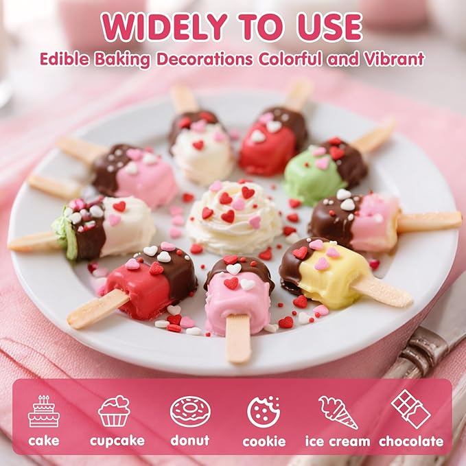 Edible Heart Sprinkles for Cake Decorating, Miniature Sugar Sprinkle for Baking - Image 4