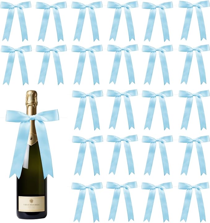 30 Pcs Satin Sky Blue Bows by Sokfone