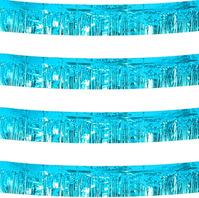 4 Pack Total 40 Feet Foil Fringe Garland Light Blue Metallic Wall Hanging by CareCheer