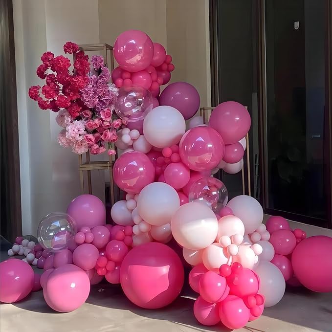 100pcs Hot Pink Balloons, Helium Quality 12 inch Bright Pink Latex Party Balloon - Image 3
