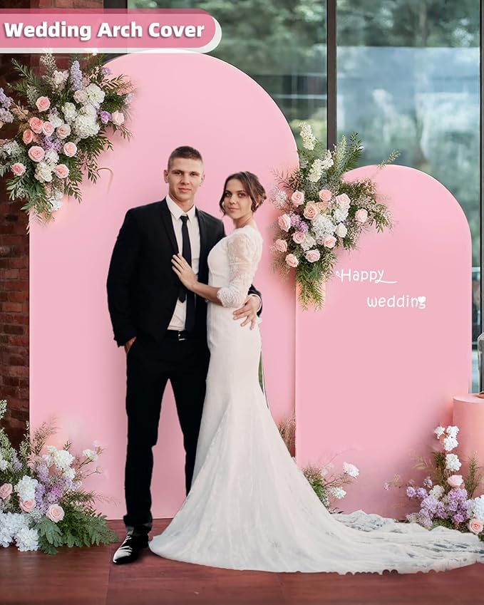 HEMMOTOP Pink Arch Backdrop Cover 7.2 ft, Wedding Arch Covers Stretchy Backdrop - Image 7