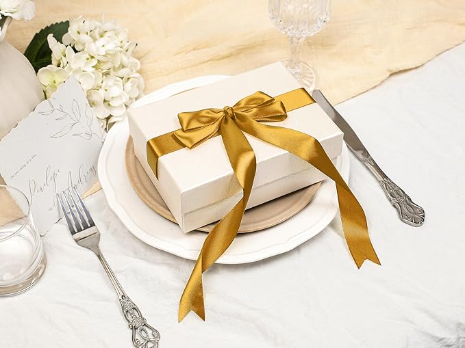 Gold Satin Ribbon 1 inch X Continuous 50 Yards, Single Face Polyester Ribbon - Image 5