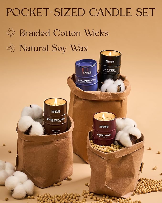 Fall Candles Set | Mini Scented Candles Gift Set | 4 Pack Candles - Image 3