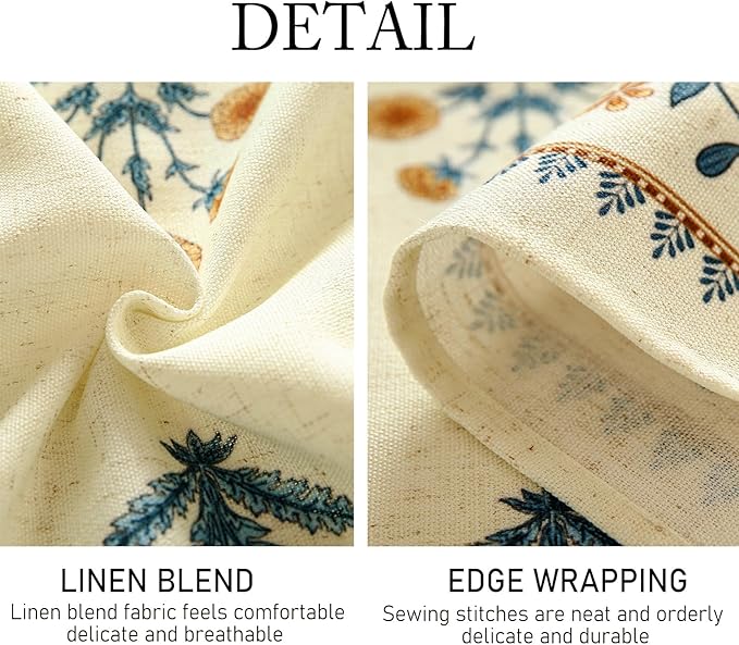 ISAENNE Designer French Pale Yellow Small Round Tablecloth, Linen Floral Table - Image 5