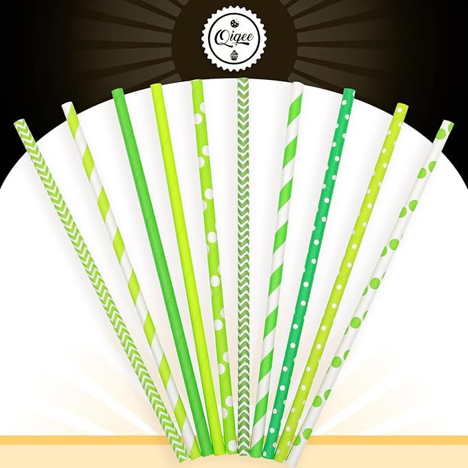 Green Paper Straws for Drinking Green Disposable Straws 150pcs Disposable - Image 4