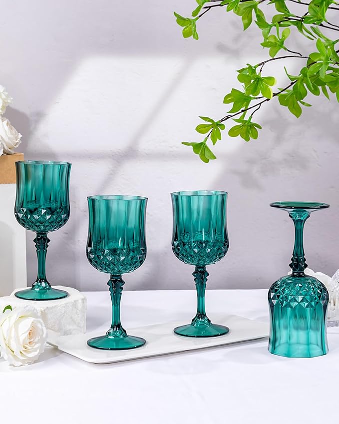 Ciaell 24PCS Green Plastic Wine Glasses - 7 Oz Plastic Goblets - Image 9