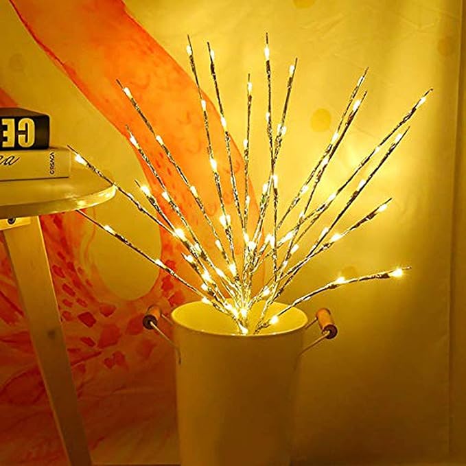 Lxcom Lighting LED Branch Lights 4 Pack 30 Inch Lighted Silver Wrapped Vase - Image 4