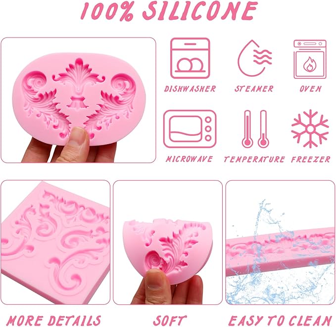 Baroque Scroll Pattern Silicone Craft Molds Border Decorative Silicone Moulds - Image 3