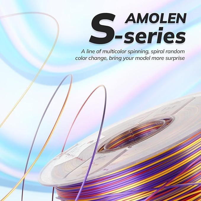 AMOLEN Silk PLA 3D Printer Filament, Shiny Multicolor Rainbow PLA Filament - Image 2