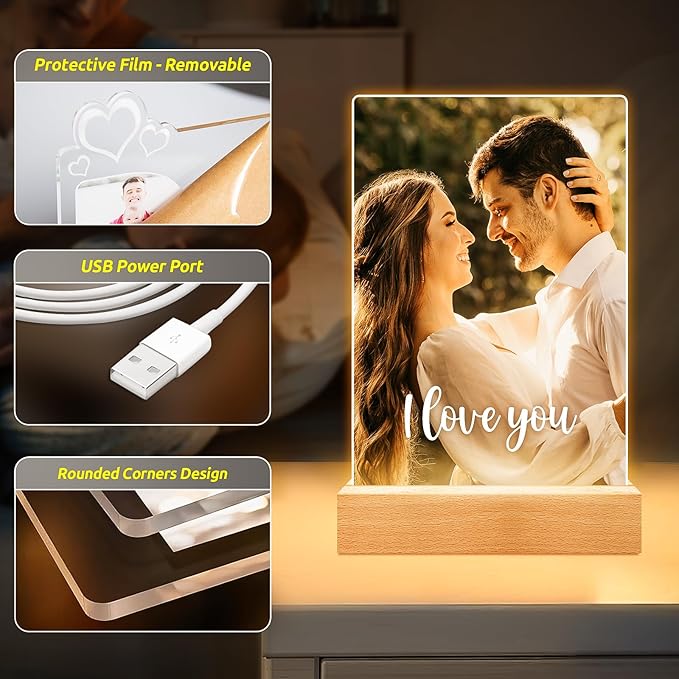 Custom Picture Frames with Photo, Personalized Photo Frame with Night Light - Image 5
