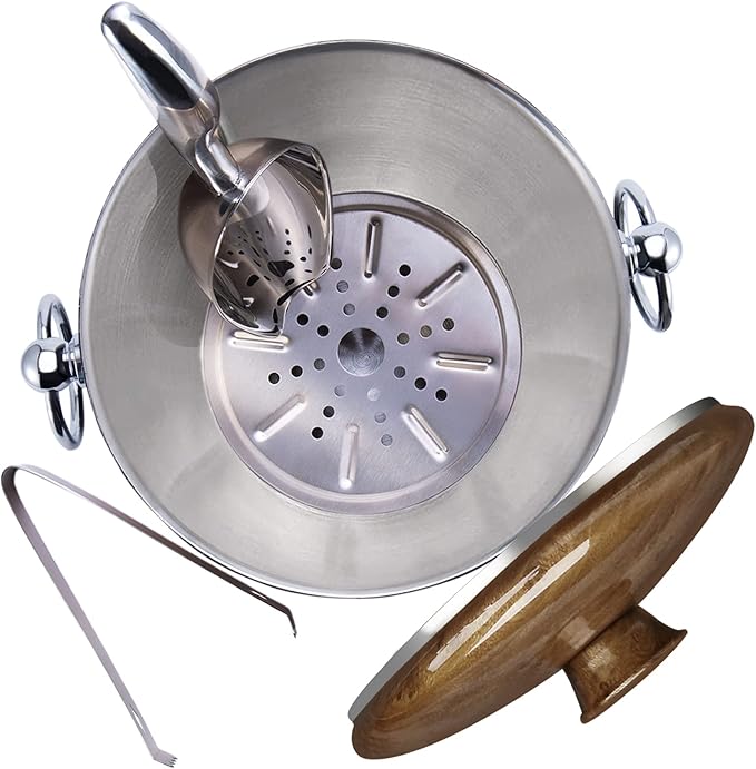 Ice Bucket with Lid, Tongs and Strainer - Image 4