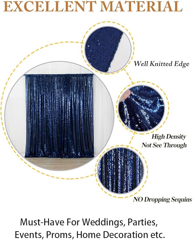 ShiDianYi Navy Blue Sequined 8FTx10FT Wedding & Party Backdrop - Image 4