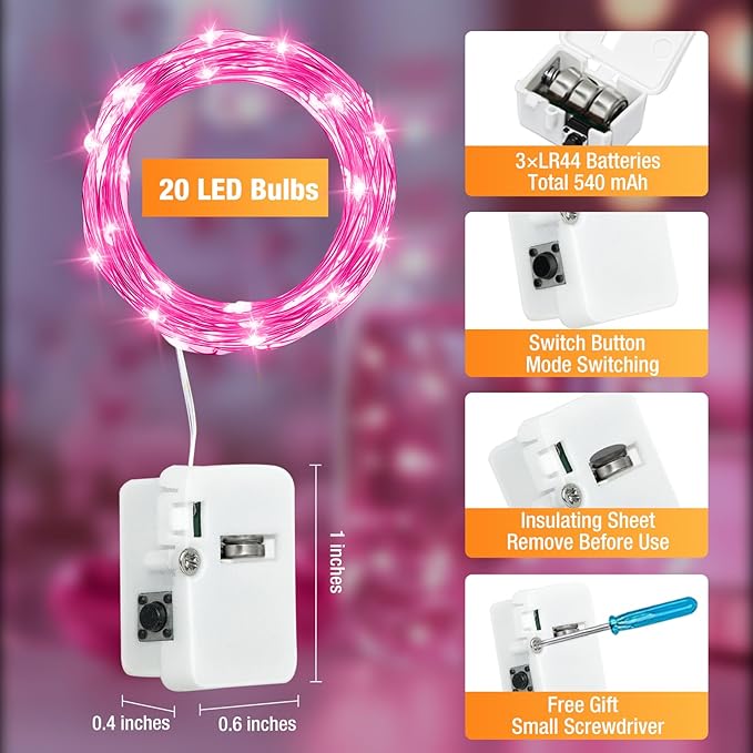 12 Pack Fairy Lights Battery Operated - 7ft 20 Led Twinkle Lights 3 Modes - Image 7