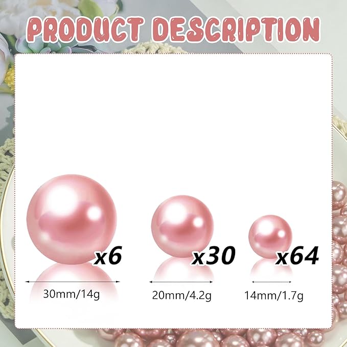 100PCS Dark Pink Faux Pearls Beads - Image 2