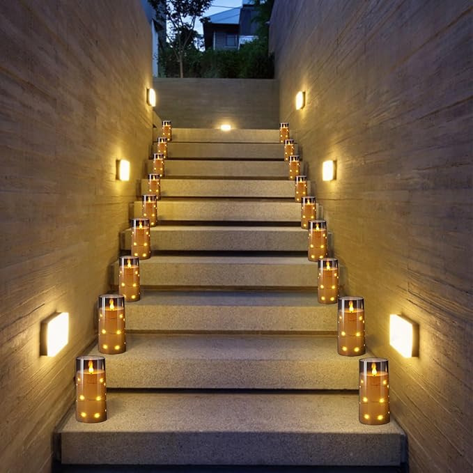 NURADA Flickering Flameless Candles: Built-in Star String Lights 3D Wick - Image 4