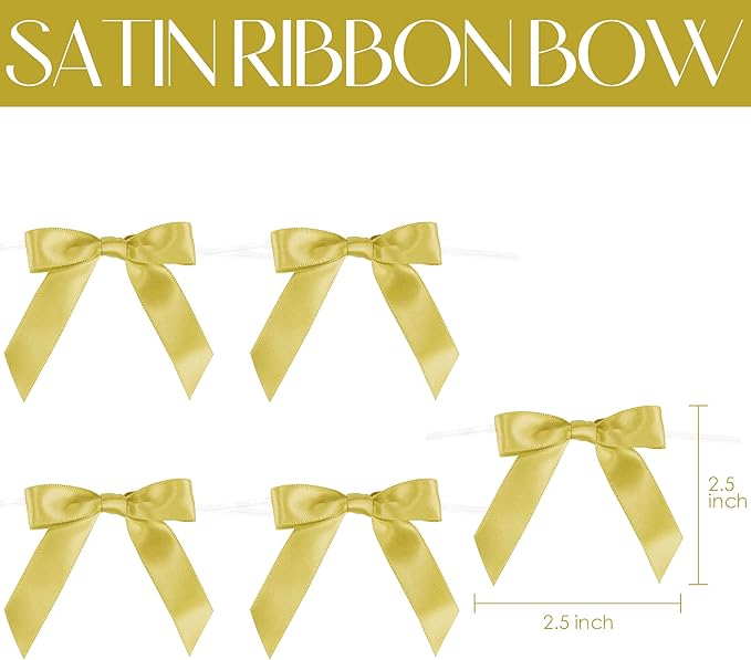 AIMUDI Small Gold Bows for Christmas Tree 2.5" Pretied Gold Bows for Gift - Image 2