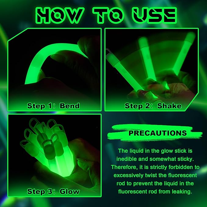 Lewtemi 4" or 6" 100 Pack Bright Glow Sticks Bulk, Glow in The Dark Party - Image 3